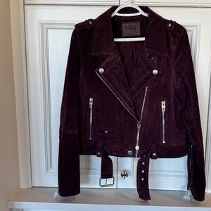 BLANKNYC Deep Plum Suede Moto Jacket – Size L (NWT)